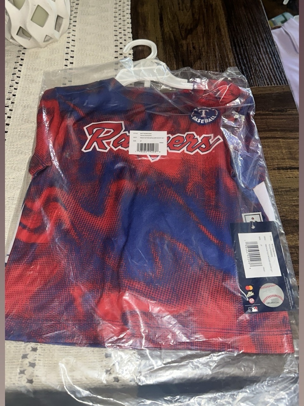 MLB Rangers Kids Tee in Red and Blue